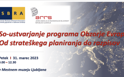 VABILO: So-ustvarjanje programa Obzorje Evropa: od strateškega planiranja do razpisov, 31. 3. 2023, 9:00 – 12:30
