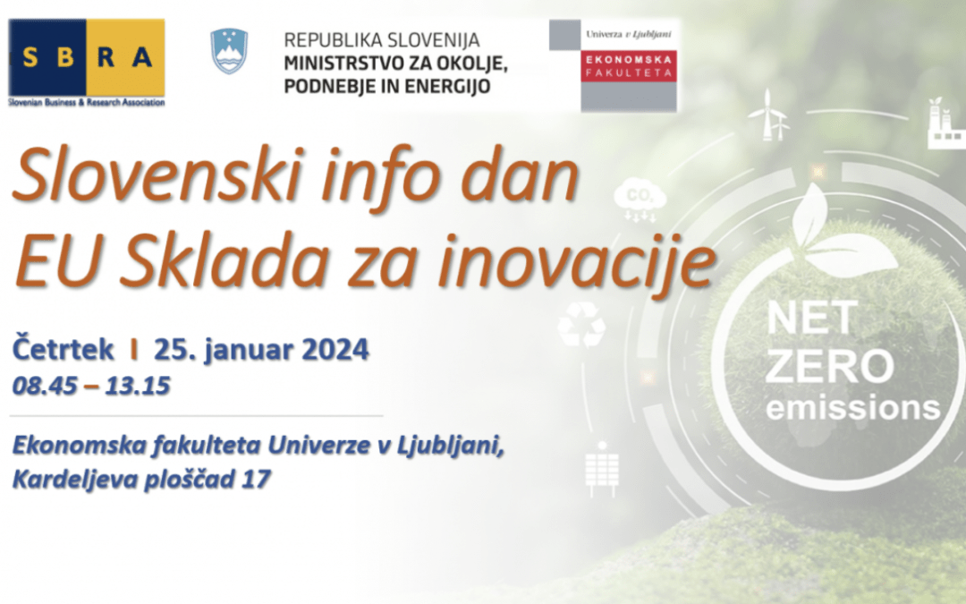 Vabilo na slovenski info dan EU Sklada za inovacije, 25. 01. 2024, 08:45 – 13:15