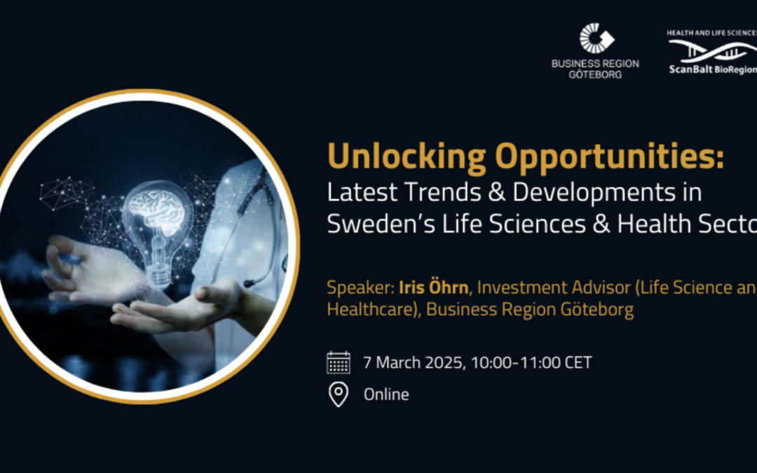 VABILO: Odkrijte najnovejše trende in razvojne priložnosti v švedskem sektorju zdravja in biotehnologije, 7. 3. 2025 II online