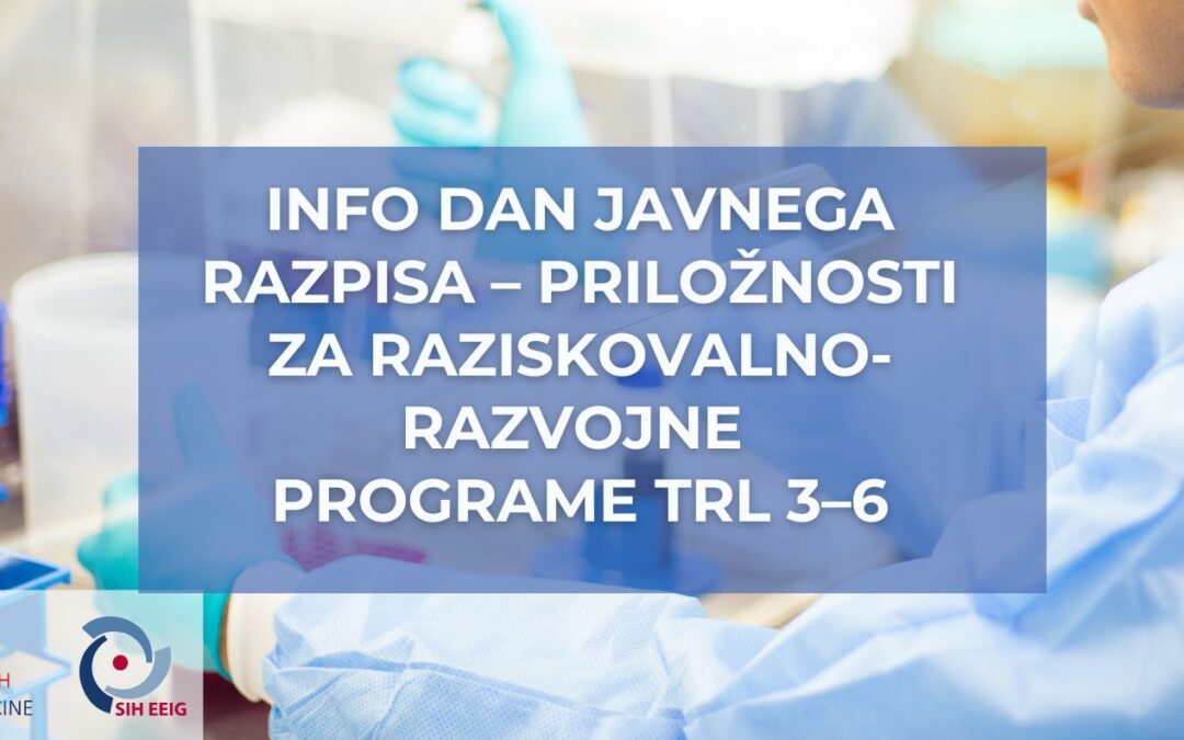 Info dan javnega razpisa – priložnosti za raziskovalno-razvojne  programe TRL 3–6